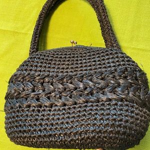 Vintage black straw purse